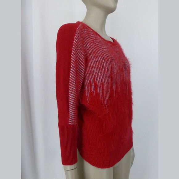 Jennifer Lopez Red and Metalic Silver Fuzzy Sweater - Picture 3 of 10